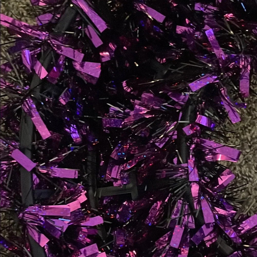 Halloween Plastic Purple and Black Bat Tinsel Wreath